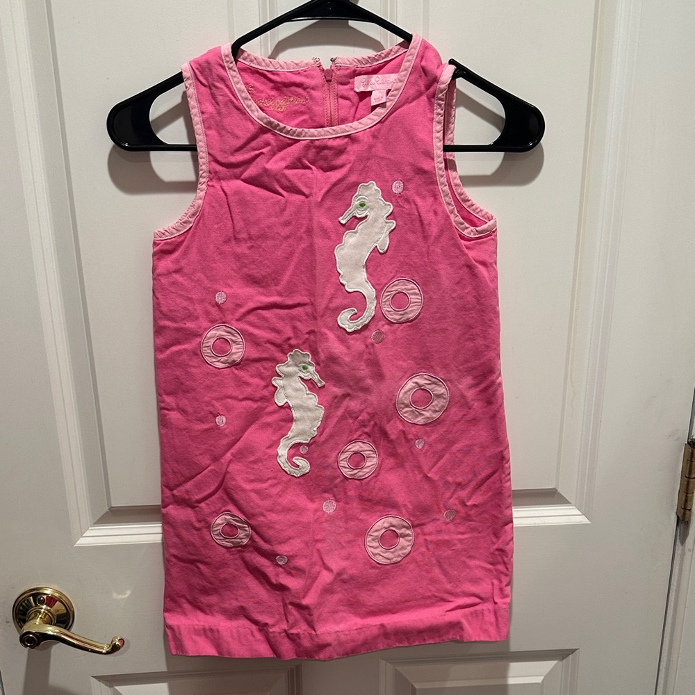 Lily Pulitzer Pink Seahorse Appliqué Tank Dress size 8